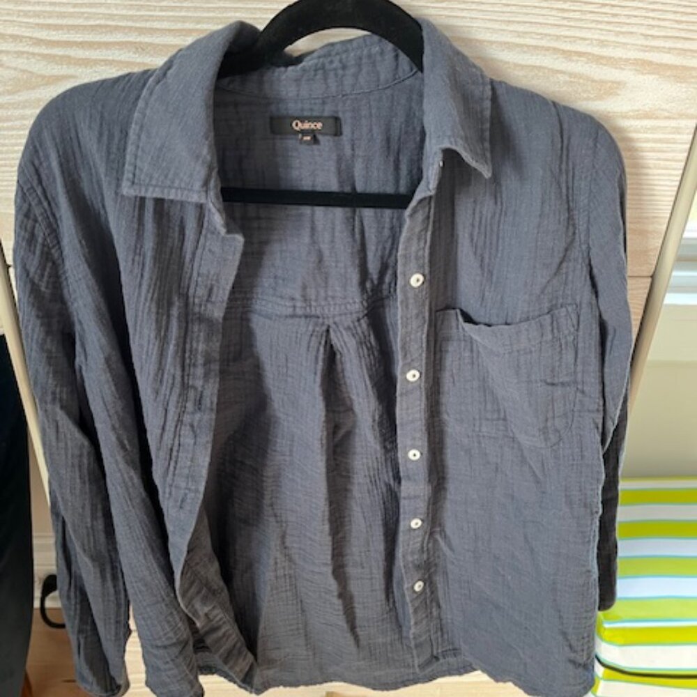 Quince navy gauze shirt, XS, excellent condition